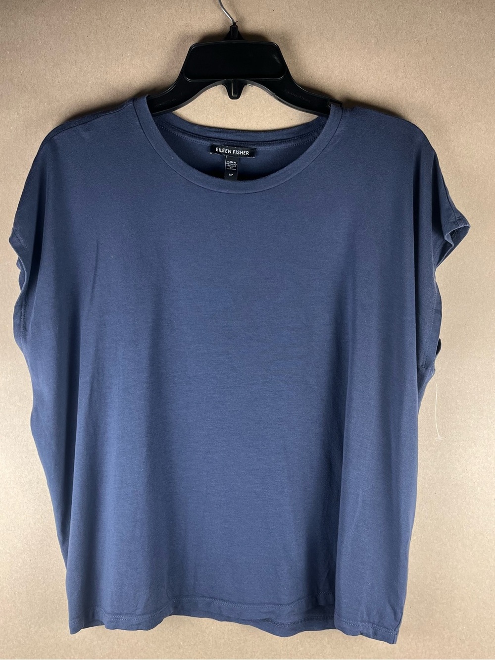 NWOT Eileen Fisher 95% TENCEL Lyocell Crew Neck Short Sleeve Top Steel Blue S